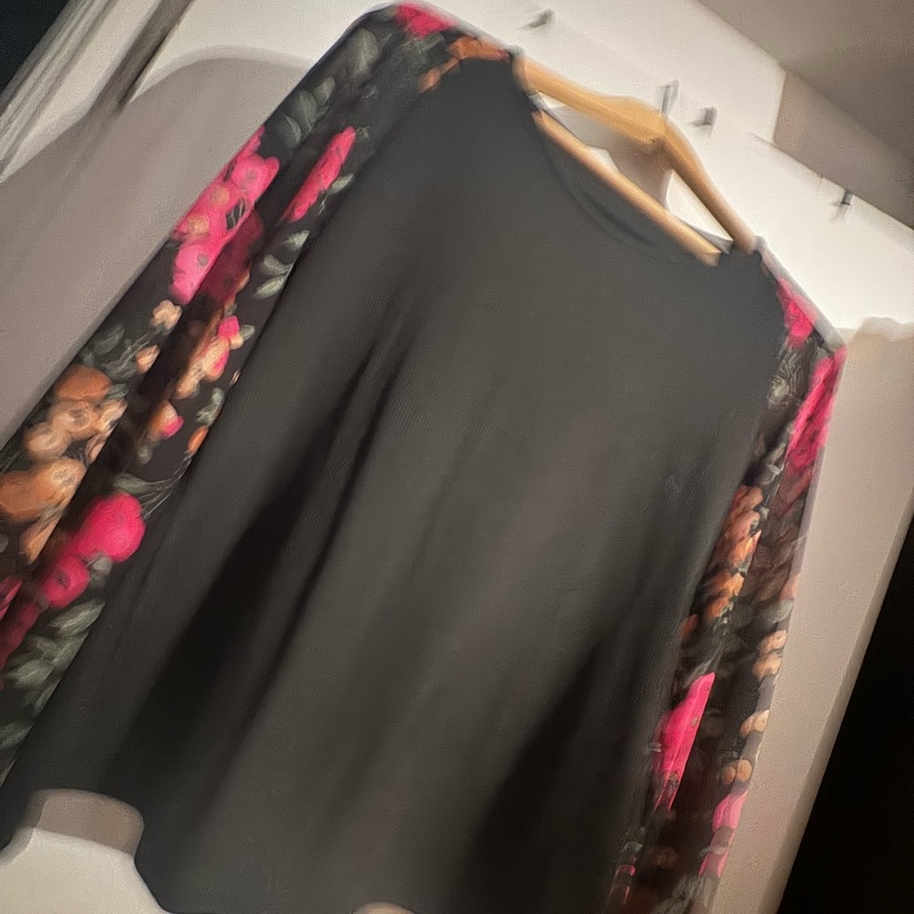 Black Top with Floral Sleeves